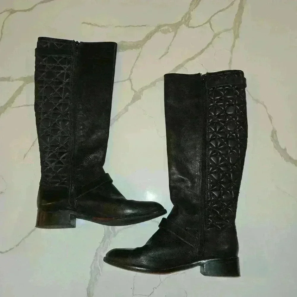Antonio Melani Womens Tall Riding Boots Genuine Leather Black Size 7.5